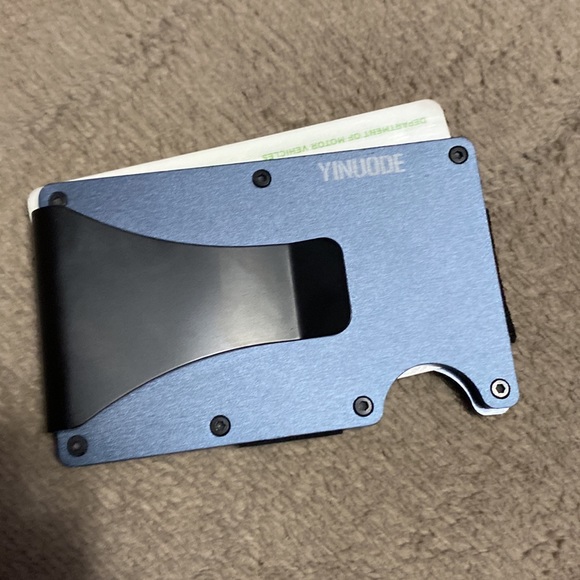 Blue Yinuode aluminum wallet w/clip - Picture 3 of 3